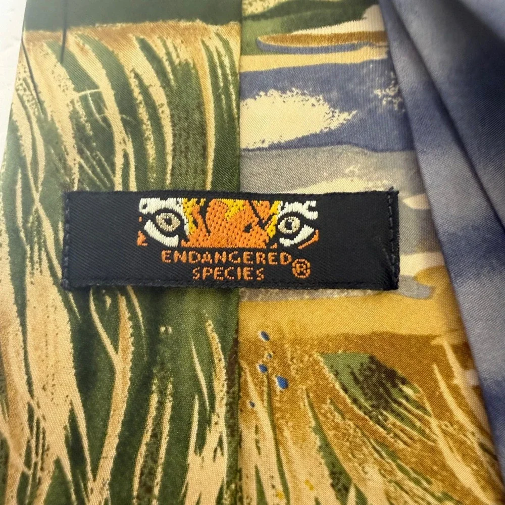 Endangered Species Mens Silk Tie Golden Retriever Dog Nature Print Made in USA